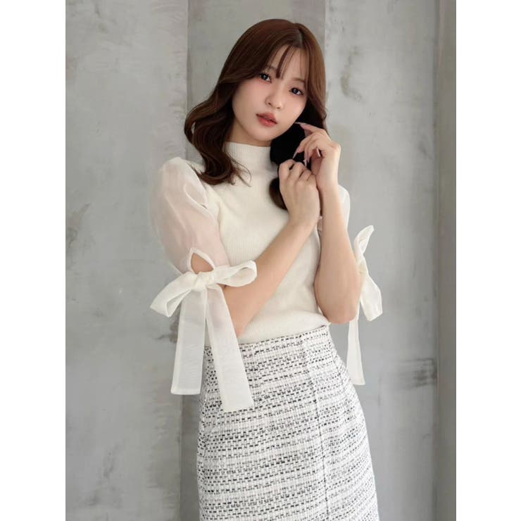 異素材リボンスリーブニット | MERCURYDUO | 詳細画像5 