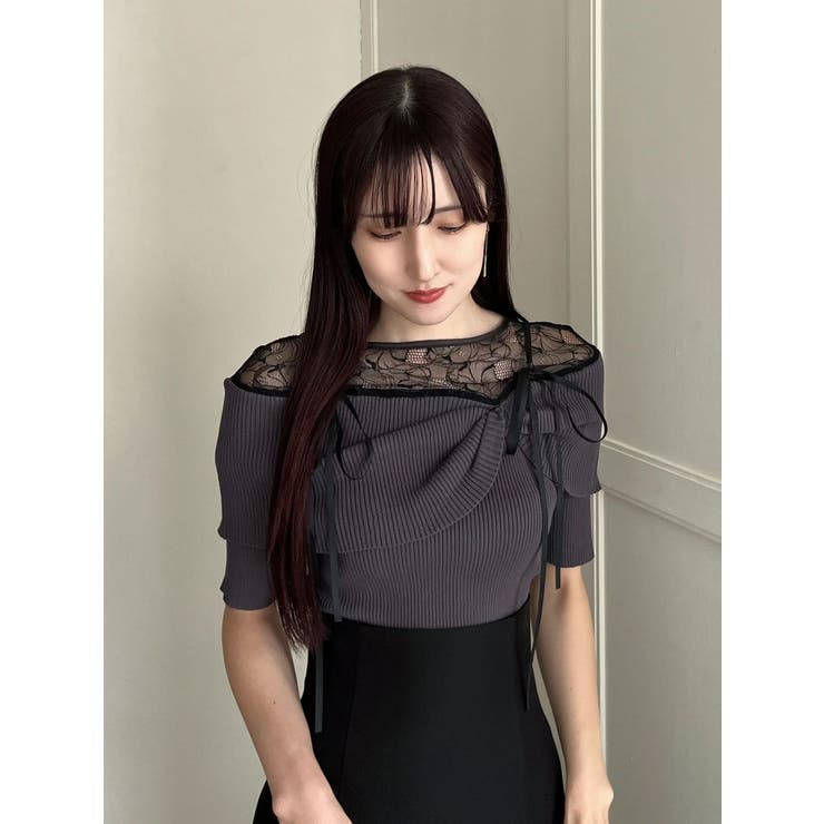 レース切替オフショルニットトップス | MERCURYDUO | 詳細画像10 