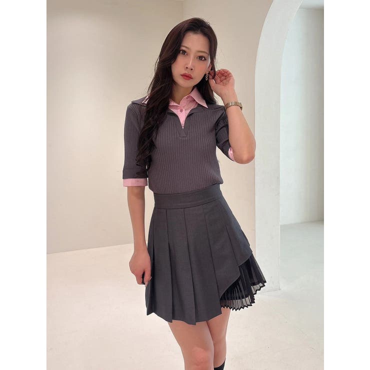 シャツレイヤードライクハーフスリーブニット | MERCURYDUO | 詳細画像13 