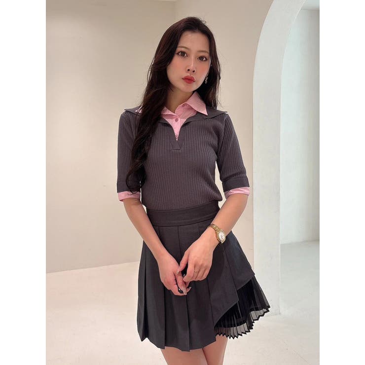 シャツレイヤードライクハーフスリーブニット | MERCURYDUO | 詳細画像14 