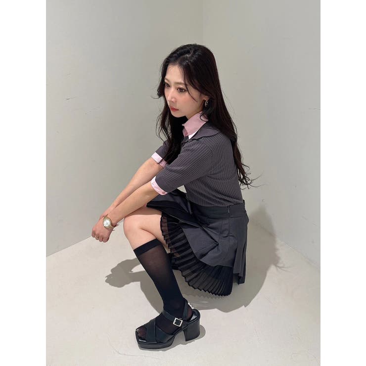 シャツレイヤードライクハーフスリーブニット | MERCURYDUO | 詳細画像15 