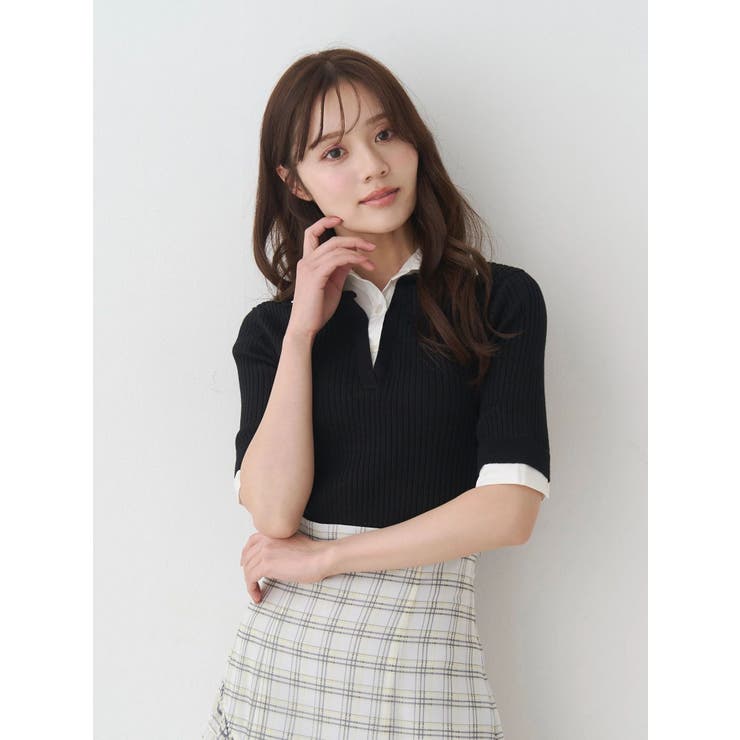 シャツレイヤードライクハーフスリーブニット | MERCURYDUO | 詳細画像3 