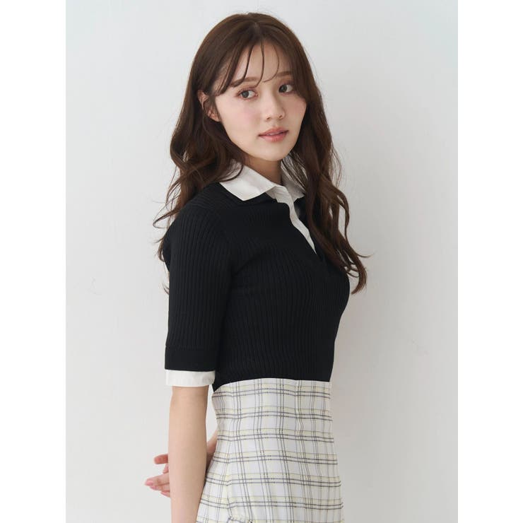 シャツレイヤードライクハーフスリーブニット | MERCURYDUO | 詳細画像4 