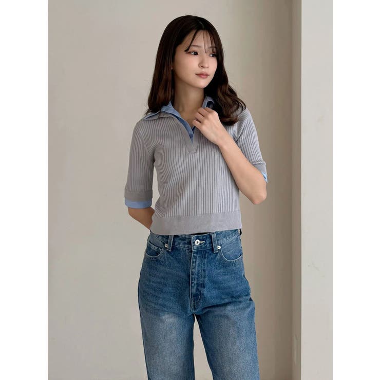 シャツレイヤードライクハーフスリーブニット | MERCURYDUO | 詳細画像8 