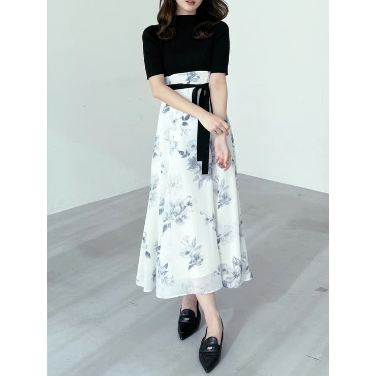 花柄ドッキングハーフスリーブワンピース | MERCURYDUO | 詳細画像15 