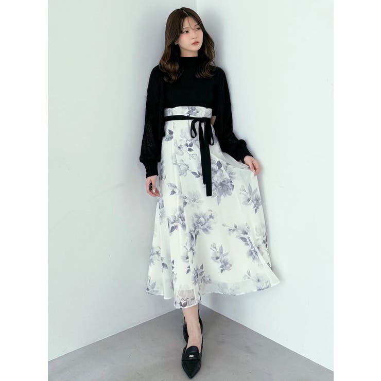 花柄ドッキングハーフスリーブワンピース | MERCURYDUO | 詳細画像16 