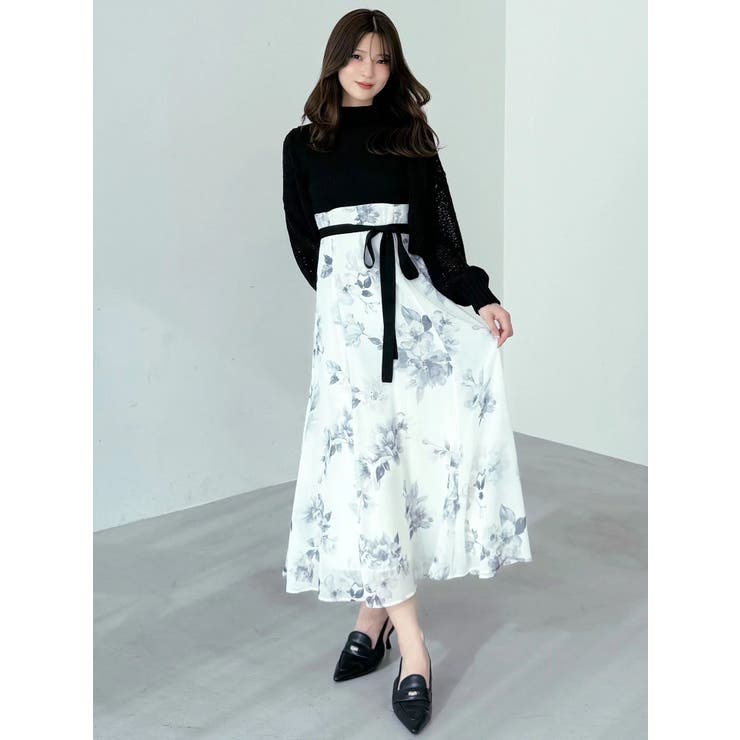 花柄ドッキングハーフスリーブワンピース | MERCURYDUO | 詳細画像17 