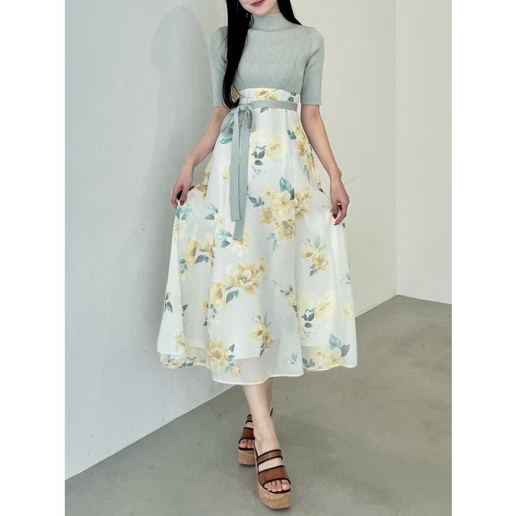 花柄ドッキングハーフスリーブワンピース | MERCURYDUO | 詳細画像19 