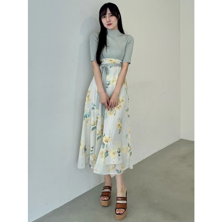 花柄ドッキングハーフスリーブワンピース | MERCURYDUO | 詳細画像21 