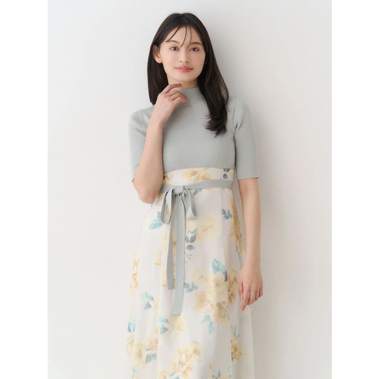 花柄ドッキングハーフスリーブワンピース | MERCURYDUO | 詳細画像5 