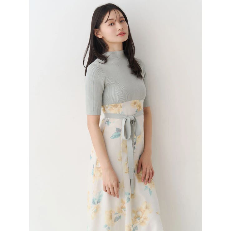 花柄ドッキングハーフスリーブワンピース | MERCURYDUO | 詳細画像6 