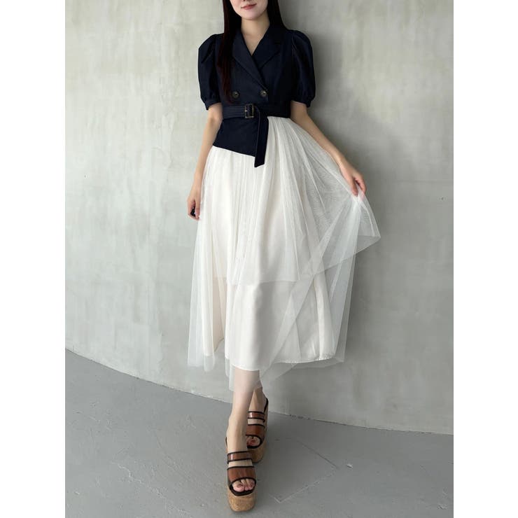 インディゴ | ジャケットドッキングワンピース | MERCURYDUO