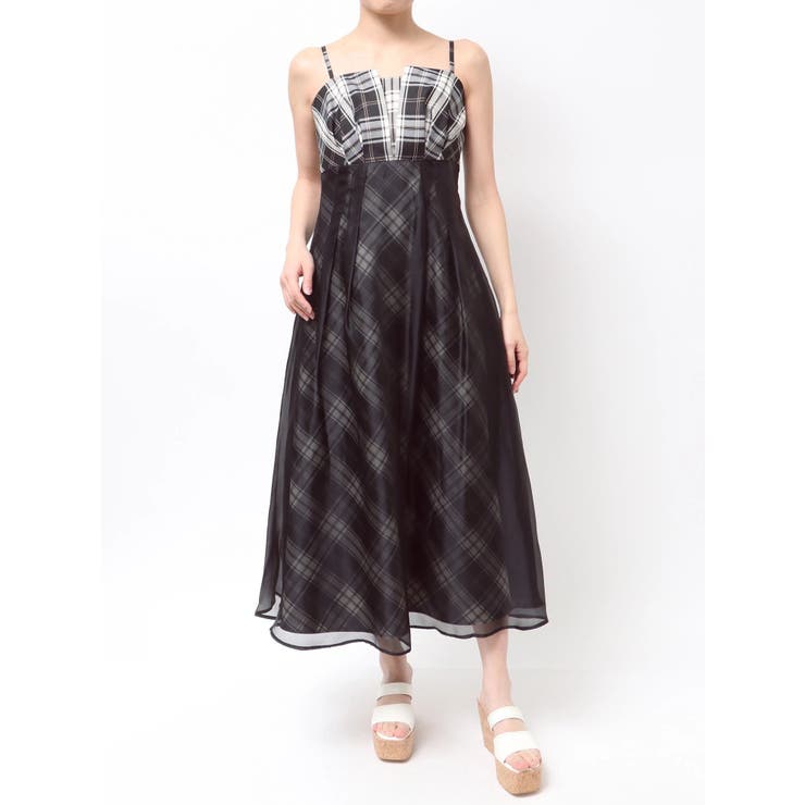 アイボリー | チェックシアーレイヤードキャミワンピース | MERCURYDUO