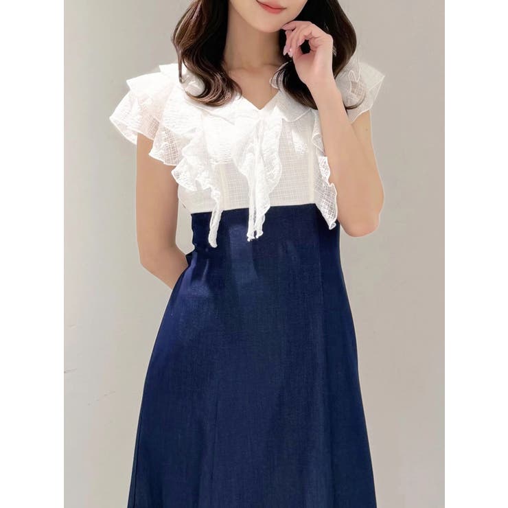 2WAYラッフルブラウスドッキングワンピース | MERCURYDUO | 詳細画像7 