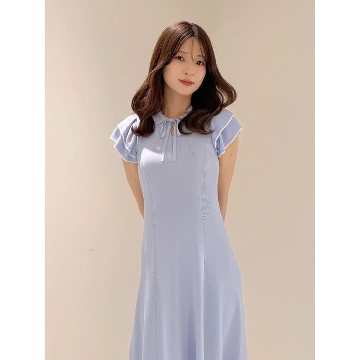 ポロ衿ラッフルニットワンピース | MERCURYDUO | 詳細画像14 