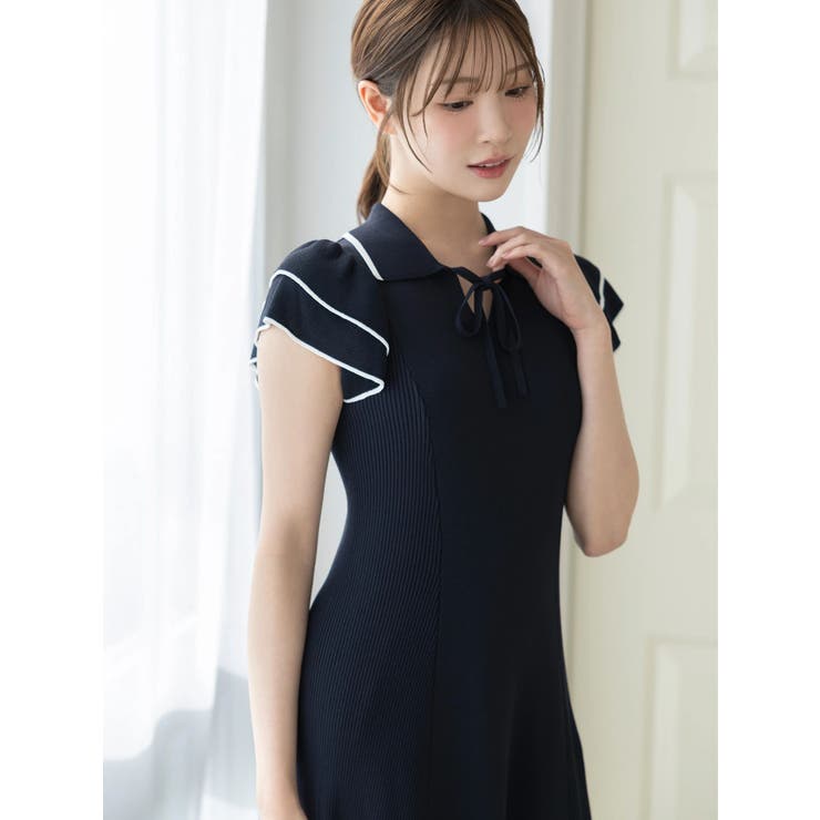 ポロ衿ラッフルニットワンピース | MERCURYDUO | 詳細画像4 