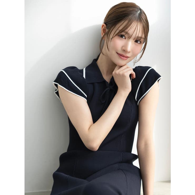 ポロ衿ラッフルニットワンピース | MERCURYDUO | 詳細画像5 