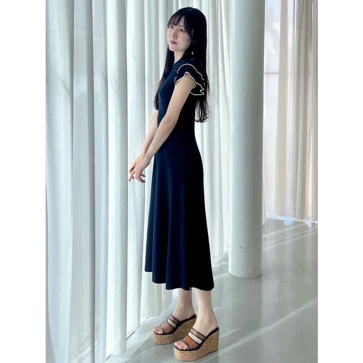 ポロ衿ラッフルニットワンピース | MERCURYDUO | 詳細画像7 