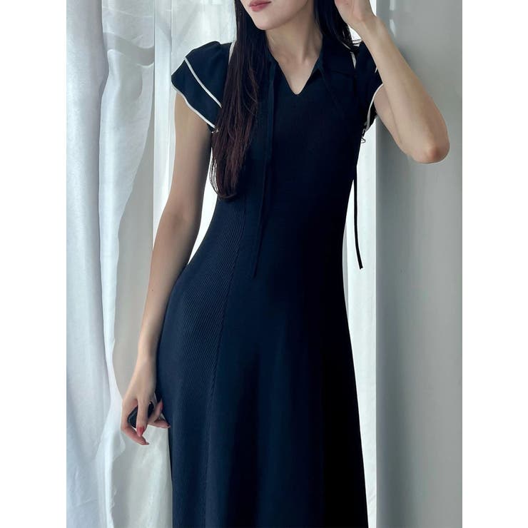 ポロ衿ラッフルニットワンピース | MERCURYDUO | 詳細画像9 