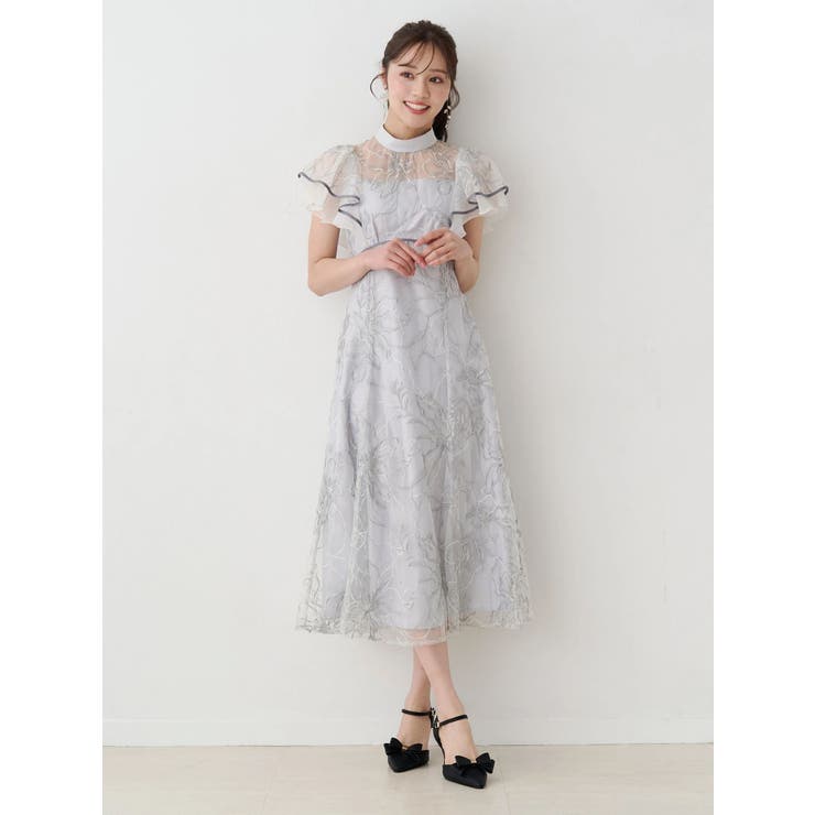 ライトグレー | エンブロイダリーラッフルワンピース | MERCURYDUO