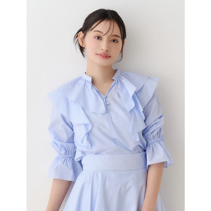 【セットアップ着用可】ラッフルシャツブラウス | MERCURYDUO | 詳細画像3 