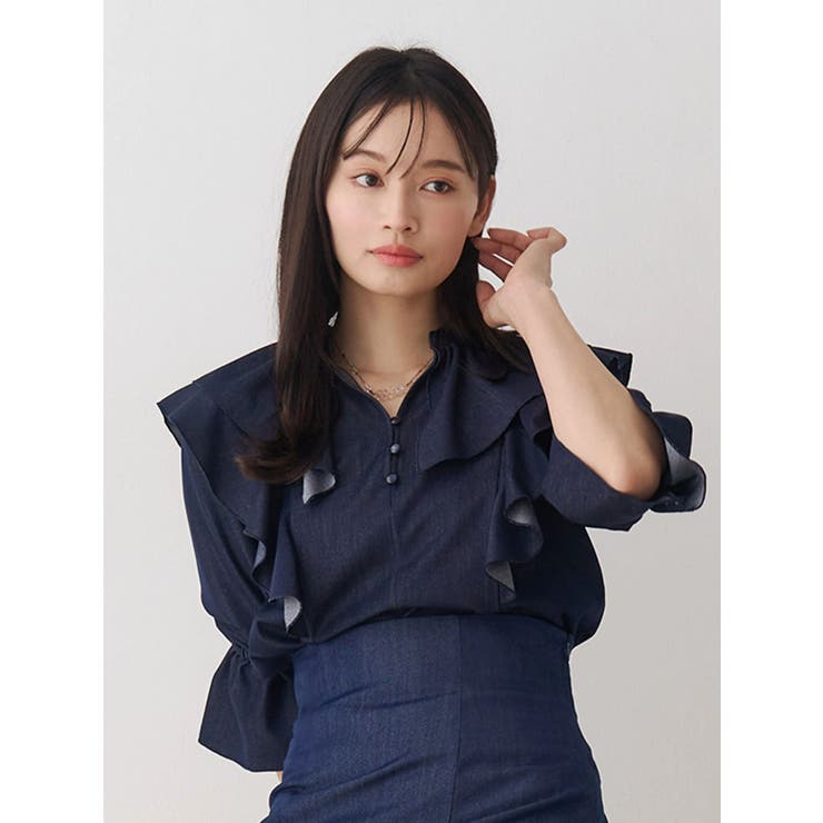 【セットアップ着用可】ラッフルシャツブラウス | MERCURYDUO | 詳細画像6 