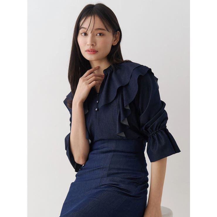 【セットアップ着用可】ラッフルシャツブラウス | MERCURYDUO | 詳細画像7 