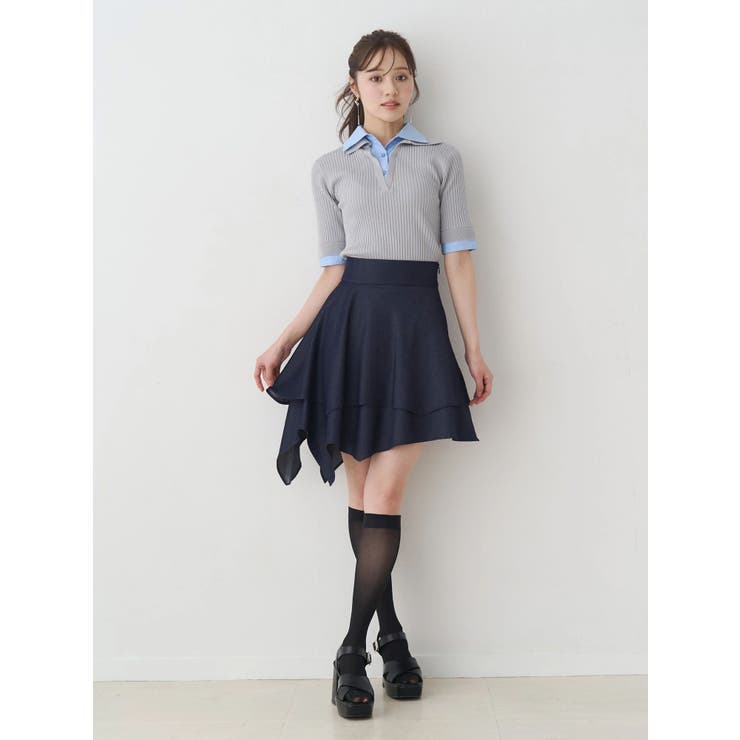 【セットアップ着用可】シャツランダムヘムミニスカート | MERCURYDUO | 詳細画像7 