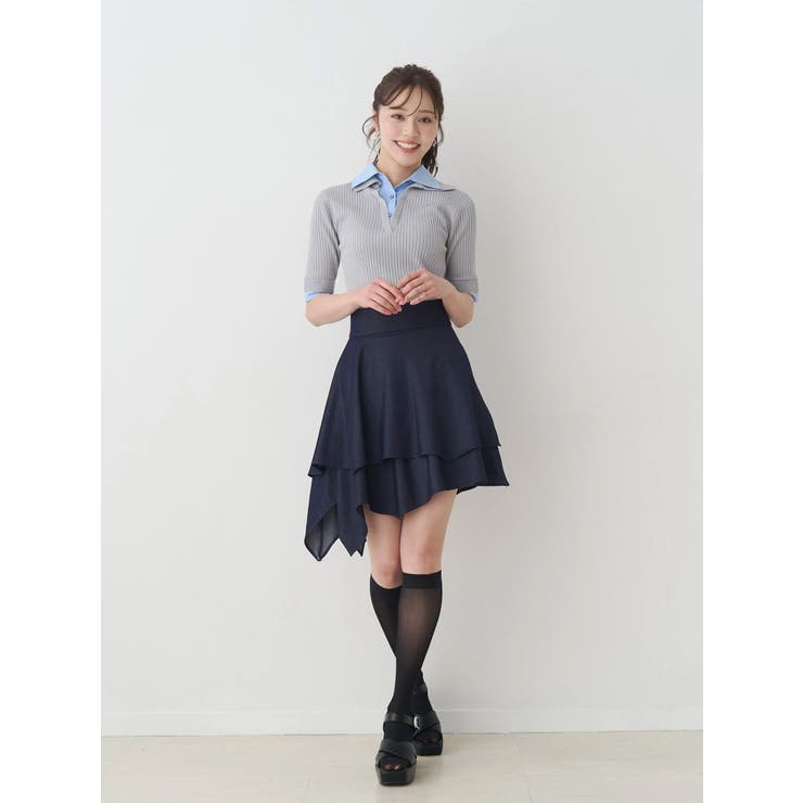 【セットアップ着用可】シャツランダムヘムミニスカート | MERCURYDUO | 詳細画像8 