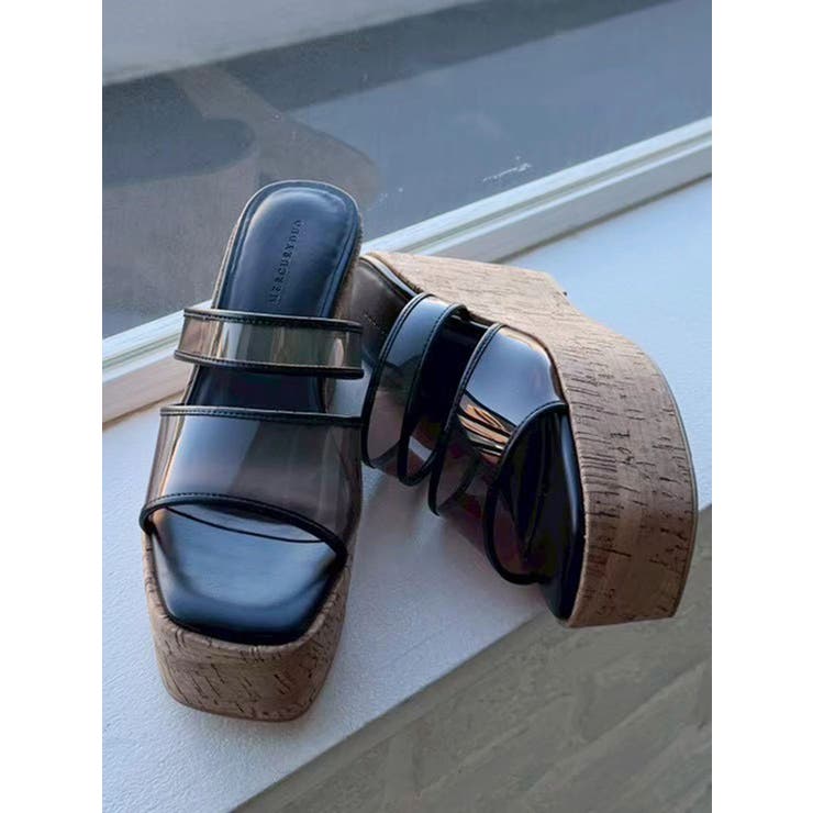 ブラウン | クリアベルトウェッジサンダル | MERCURYDUO