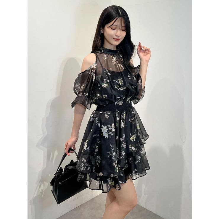 花柄オープンショルダーミニワンピース | MERCURYDUO | 詳細画像8 