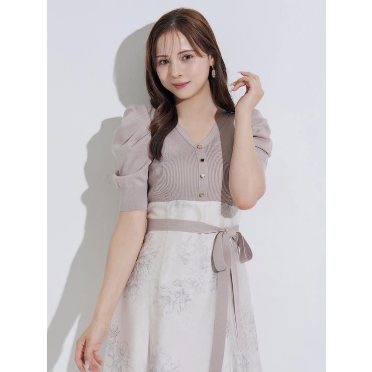 花柄パワショルニットドッキングワンピース | MERCURYDUO | 詳細画像7 