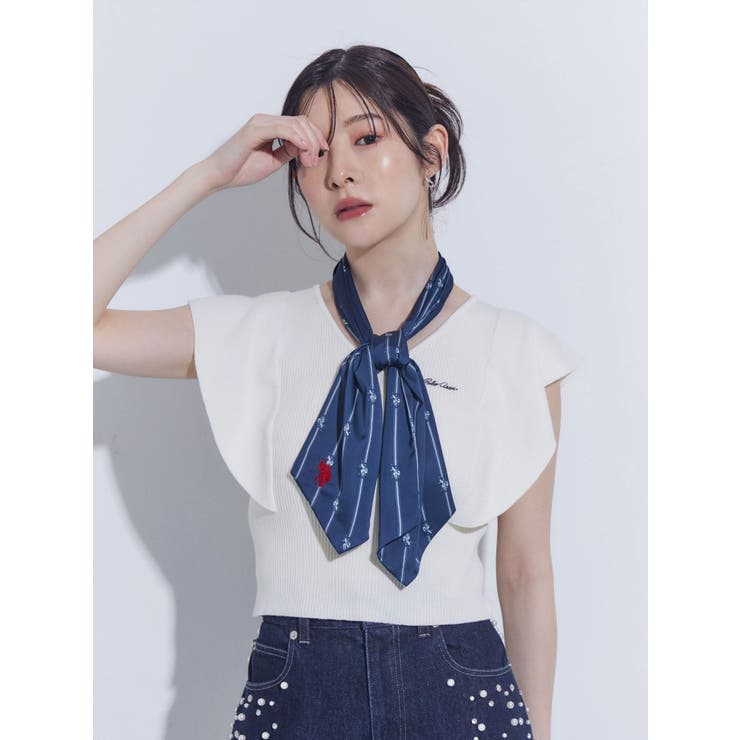 アイボリー | U.S. POLO ASSN.別注スカーフセットラッフルリブニット | MERCURYDUO