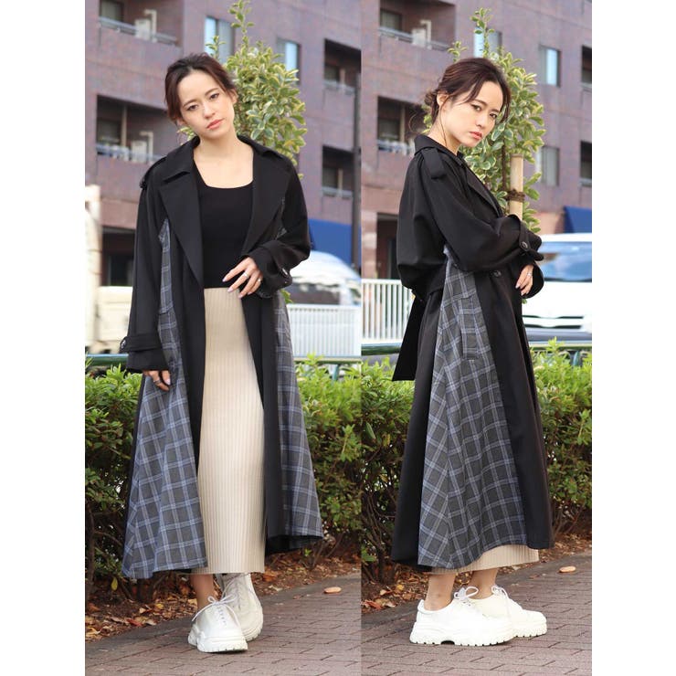 サイドチェックロングコート[品番：MKSW0012378]｜MURUA（ムルーア 