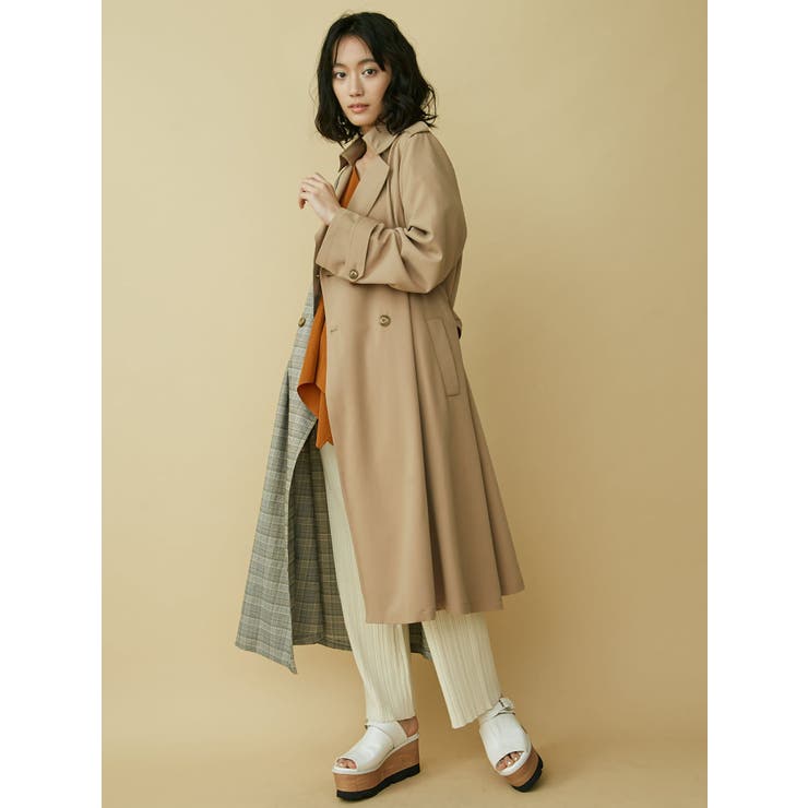 ドッキングチェックロングコート[品番：MKSW0012765]｜MURUA（ムルーア
