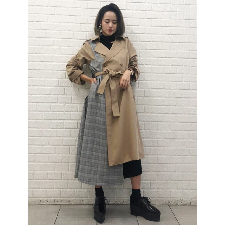 ドッキングチェックロングコート[品番：MKSW0012765]｜MURUA