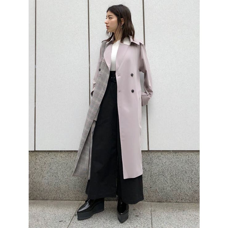 ドッキングチェックロングコート[品番：MKSW0012765]｜MURUA（ムルーア