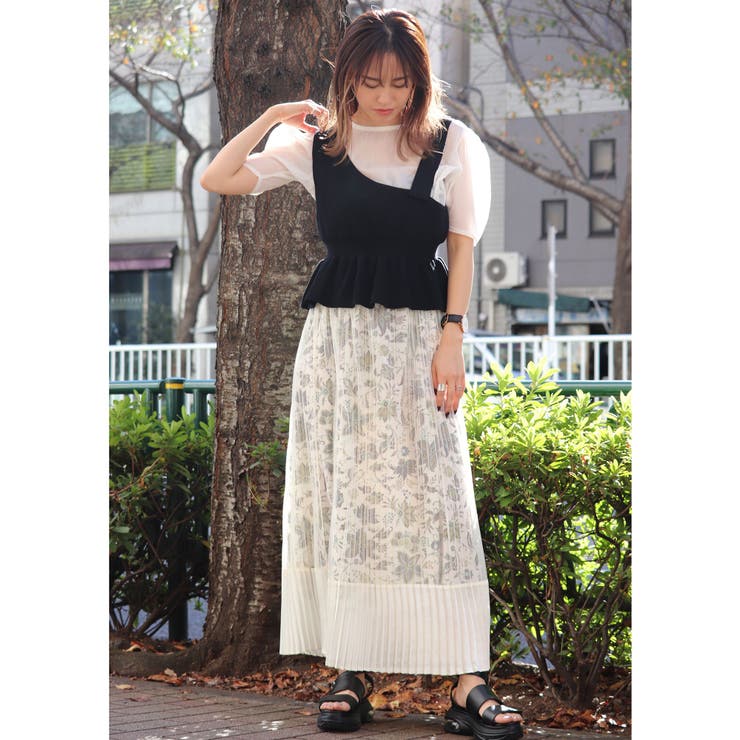 アシメニットコンビブラウス[品番：MKSW0012477]｜MURUA（ムルーア