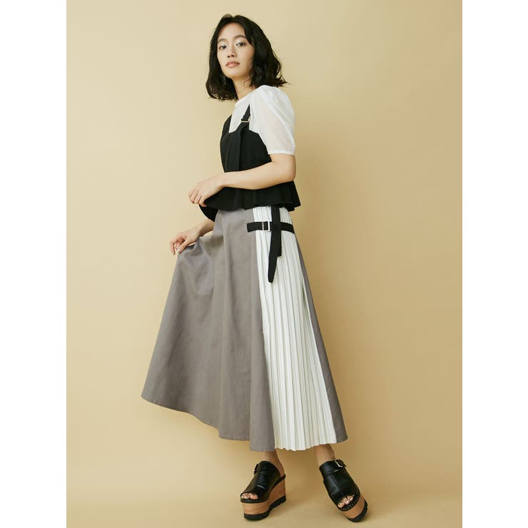 アシメニットコンビブラウス[品番：MKSW0012477]｜MURUA（ムルーア