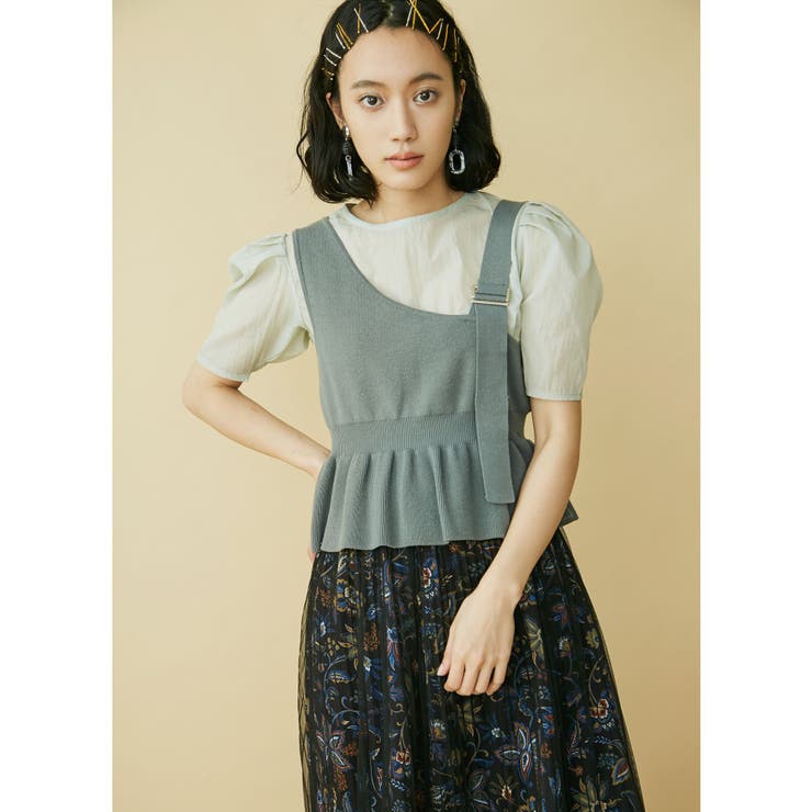 アシメニットコンビブラウス[品番：MKSW0012477]｜MURUA