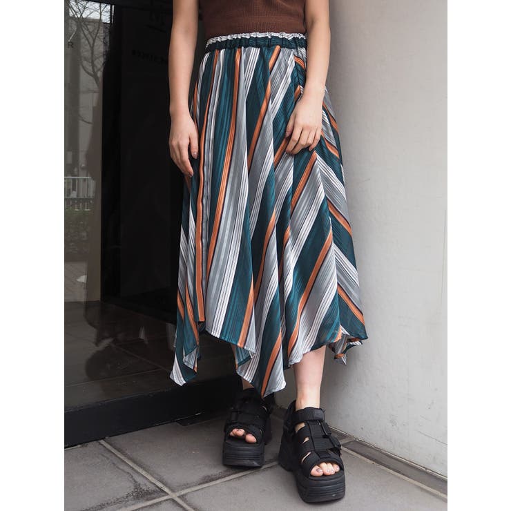 ラメストライプフレアスカート[品番：MKSW0013860]｜MURUA