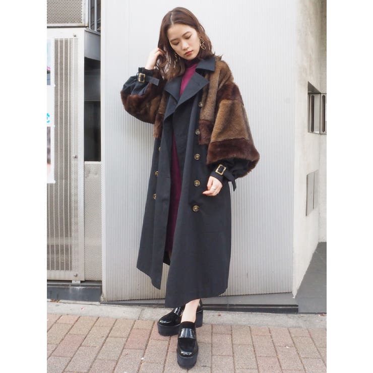 最終値下げ　ムルーア　トレンチコートムートン付きロングコート ロングダブルトレンチ｜ムルーア（MURUA）公式通販｜RUNWAY