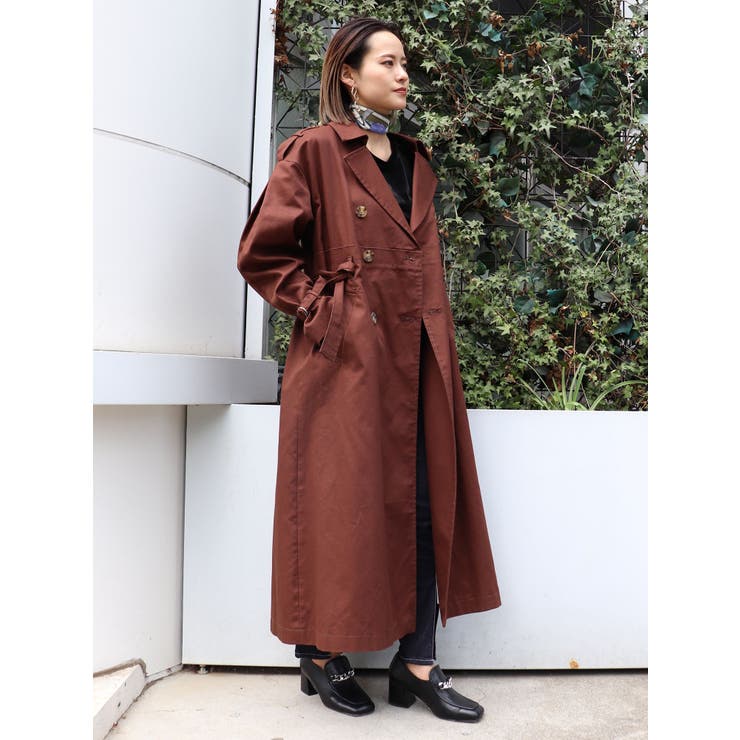 最終値下げ　ムルーア　トレンチコートムートン付きロングコート MURUA - ムルーア MURUA ロングダブルトレンチ コート フェイク