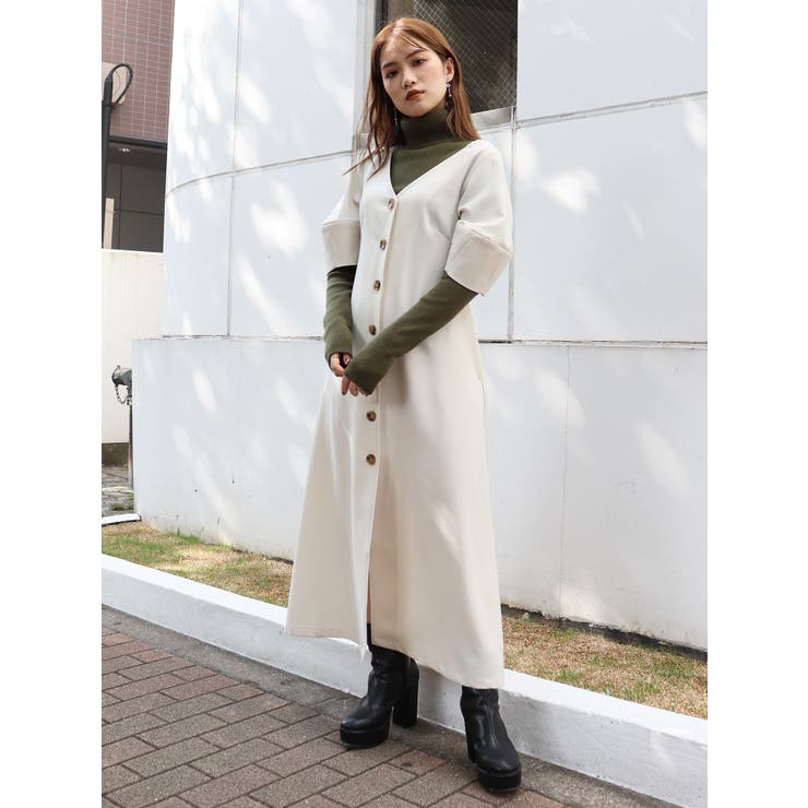ホワイト | フロントボタンコートワンピース | MURUA