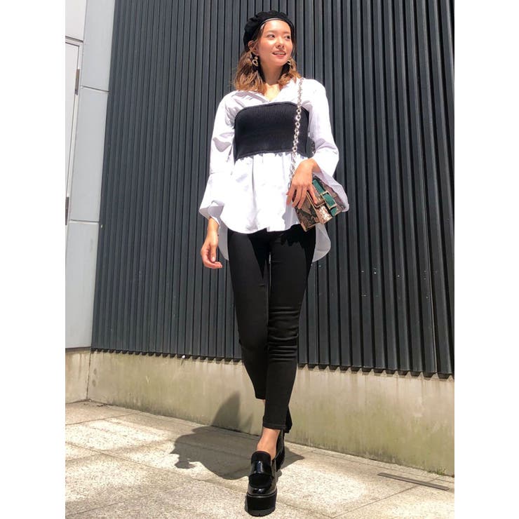 ニットコルセット付きロングシャツ[品番：MKSW0021956]｜MURUA