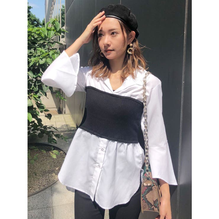 ニットコルセット付きロングシャツ[品番：MKSW0021956]｜MURUA