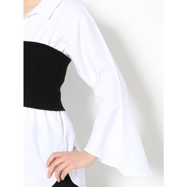 ニットコルセット付きロングシャツ[品番：MKSW0021956]｜MURUA