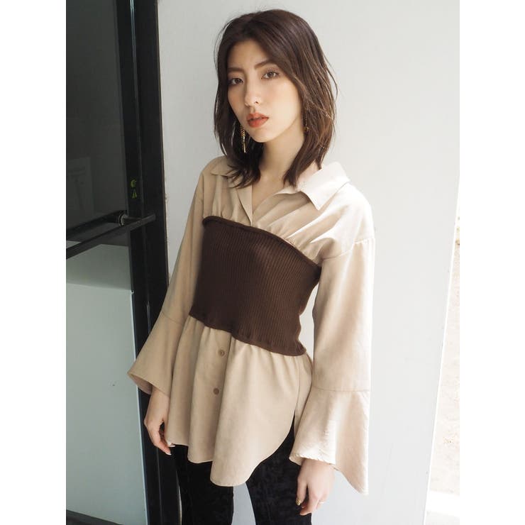 ニットコルセット付きロングシャツ[品番：MKSW0021956]｜MURUA
