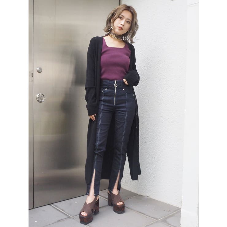 B01043ムルーアMURUAフロントジップハイウェストストレッチスキニーパンツ B01043ムルーアMURUAフロントジップハイウェストストレッチ
