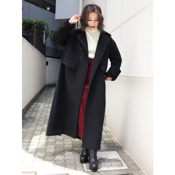 カウレザー トレンチコート 牛革 ハラジュクマザー ダブル マキシ ブラック カウレザー トレンチコート 牛革 ハラジュクマザー ダブル マキシ